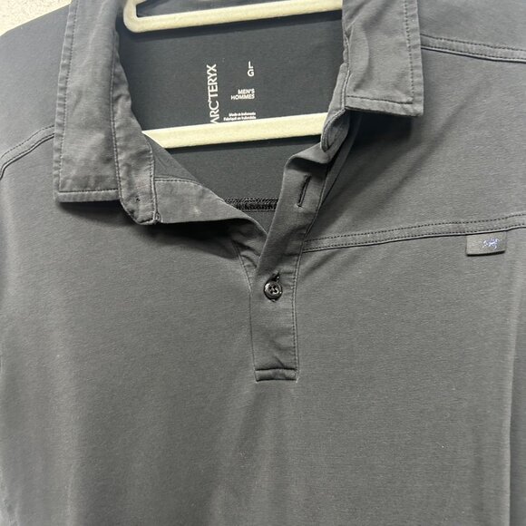 Arcteryx Mens Black Polo Shirt L Cotton Blend outdoor office - Picture 6 of 9
